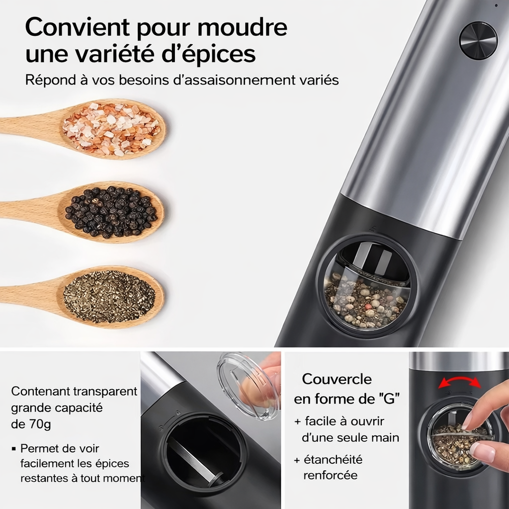 Moulin à épices électrique rechargeable